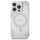 Чехол Guess Resin Gradient Glitter MagSafe для iPhone 16 Pro, серебристый