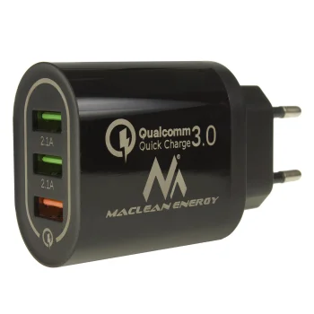 Maclean MCE479 B tīkla lādētājs 3x USB Qualcomm Quick Charge 3.0, melns