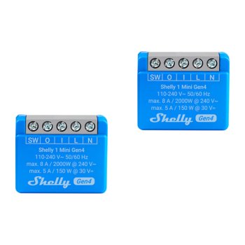 Viedo releju komplekts Shelly 1 Mini Gen4 Zigbee/Matter 2 gab.