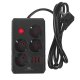 Сетевой фильтр Maclean MCE392 B, 4 розетки + 3xUSB, 2500W, 1.5м, черный