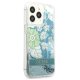 Guess iPhone 13 Pro Max vāciņš Flower Liquid Glitter Zaļš