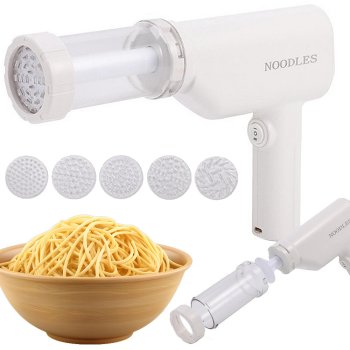 Automatic 5-in-1 Cordless Electric Pasta Maker Machine, white