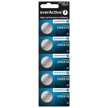 Литиевые батарейки-таблетки everActive CR2016 3V, 5 шт.