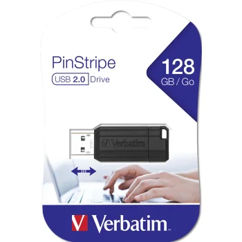 USB zibatmiņa Verbatim Store 'n' Go PinStripe 128GB USB 2.0 melna 49071