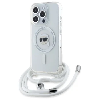Чехол Karl Lagerfeld для iPhone 16 Pro Max Crossbody IML Karl Head MagSafe, прозрачный
