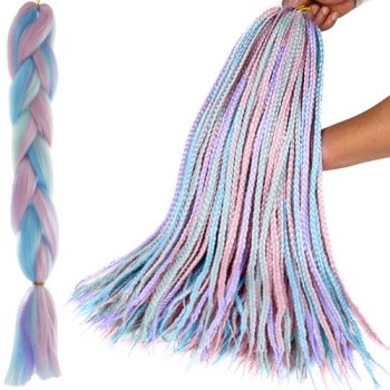 Kanekalons Sintētiskās Ombre Afro Bizes Frizūrām 60cm, Rozā-Zils | Synthetic Ombre Afro Braids for Hairstyles