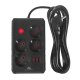 Maclean MCE393 B Pagarinātājs, 4 ligzdas, 3xUSB, 2500W, 3m, Melns