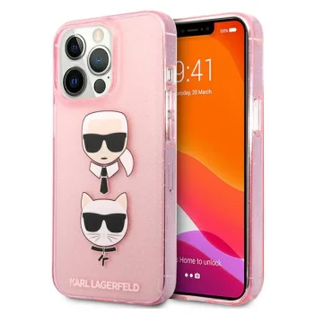 Karl Lagerfeld iPhone 13 / 13 Pro Case Glitter Karl's & Choupette, Pink