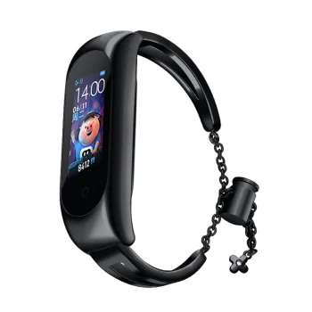 Металлический ремешок для Xiaomi Mi Band 3 / 4 / 5 / 6, черный