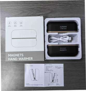 Magnētisks elektriskais roku sildītājs 2-in-1 USB, melns