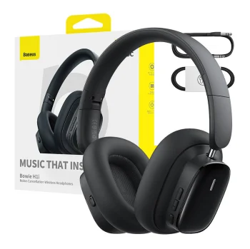 Baseus Bowie H1i Wireless Bluetooth Over-Ear Headphones, Black | Bezvadu uz Auss Liekamas Austiņas Ausis ar Mikrofonu