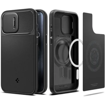 Apple iPhone 15 Pro 6.1'' Spigen Optik Armor Magsafe Case Cover, Black | Чехол Кейс Бампер...