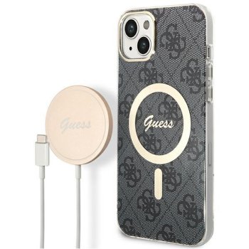 Apple iPhone 14 Plus 6.7" Guess 4G Print MagSafe Case Cover (GUBPP14MH4EACSK) + Charger, Black | Telefona Maciņš...