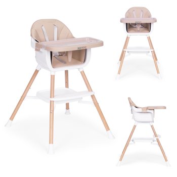 ECOTOYS 2 in 1 bērnu barošanas krēsliņš, bēšs
