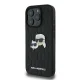 Karl Lagerfeld iPhone 16 Pro Max vāciņš Monogram Karl & Choupette Head Pin, melns