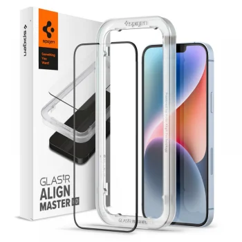 Защитное стекло Spigen ALM Glass FC для iPhone 13 / 13 Pro / 14, черное