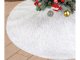 Christmas Tree Rug Mat, White Furry, Round, 90 cm