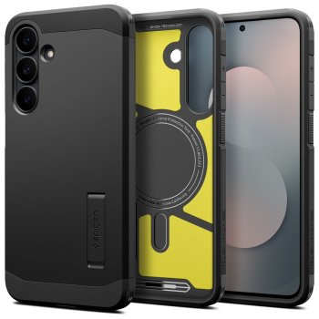 Чехол Spigen Tough Armor Mag MagSafe для Samsung Galaxy S25 FE – чёрный и жёлтый