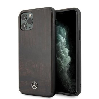 Чехол Mercedes для iPhone 11 Pro Max Wood Line Rosewood, коричневый