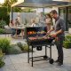 Outdoor Charcoal Grill with Lid Thermometer and Ash Pan MultiGarden