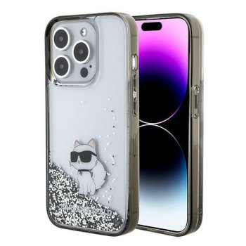 Karl Lagerfeld iPhone 15 Pro Max Case Liquid Glitter Choupette, Transparent