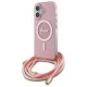 Guess iPhone 16 vāciņš Crossbody Cord Script MagSafe, rozā
