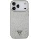 Чехол Guess Glitter Triangle Logo MagSafe для iPhone 17 Pro Max - серебристый