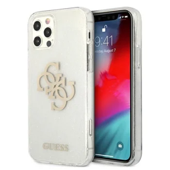 Guess iPhone 12 Pro Max vāciņš Glitter 4G Big Logo, caurspīdīgs