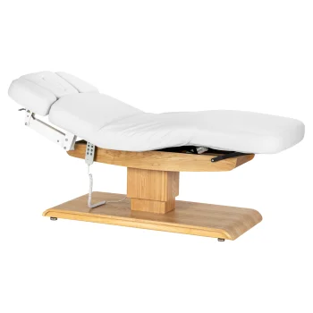 Sillon Relax Electric SPA Treatment Bed, White with Light Wood Base