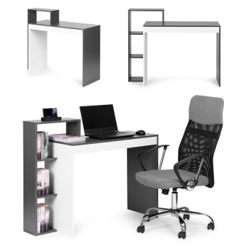 ModernHome CHDK07-DG datorgalds ar 4 plauktiem, pelēks