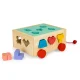 ECOTOYS Wooden Shape Sorter & Pull Along Cart with Blocks for Toddlers