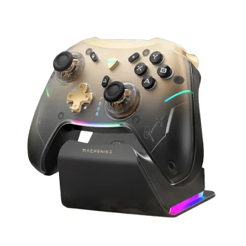 Machenike G5Pro Premium Edition Wireless Game Controller with Charging Dock, Black & Gold
