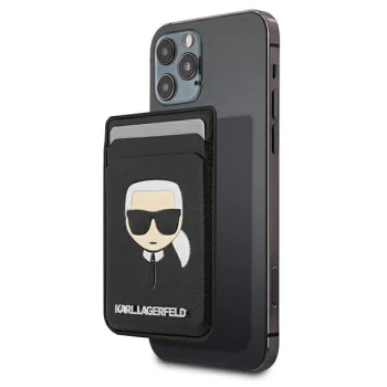 Karl Lagerfeld Saffiano Karl's Head MagSafe magnētiskais maciņš melns