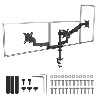 Maclean MC-137 galda stiprinājums 3 monitoriem (17"-27", 8kg, gāzes atspere), melns