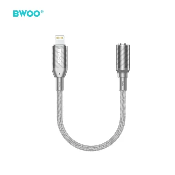 BWOO BZ66 audio adapteris Lightning uz 3.5mm ligzdu, pelēks