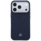 Mercedes Leather Semi Wrap Wood Effect MagSafe vāciņš iPhone 17 Pro, Tumši zils