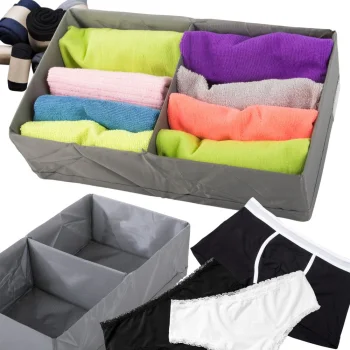 Drawer and Wardrobe Organizer for Underwear and Socks, 20x34x10 cm, Grey