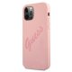 Guess iPhone 12 Pro Max Case Silicone Vintage Script, Pink