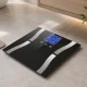 Analītiskie vannas istabas svari no stikla ar LCD ekrānu, līdz 180 kg, melni