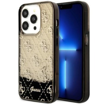 Guess iPhone 14 Pro vāciņš Liquid Glitter 4G Translucent, melns