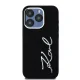 Karl Lagerfeld iPhone 15 Pro vāciņš Silicone Metal Script Logo, melns