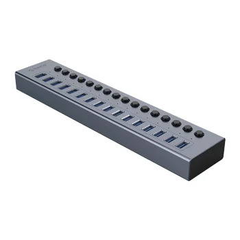 Orico BT2U3-16AB USB Sadalītājs 16x USB-A 3.0 ar Slēdžiem Pelēks