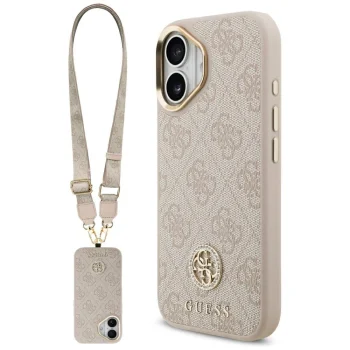 Guess 4G Strass Logo & Big Strap Metal Buttons MagSafe чехол для iPhone 17 - Розовый
