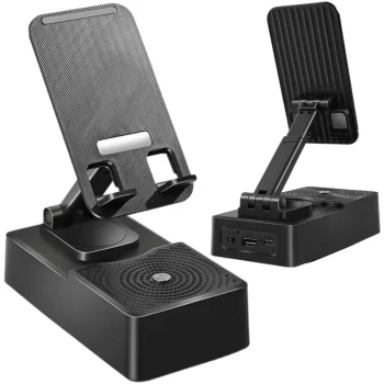 Подставка для телефона и планшета с Bluetooth-динамиком, черная