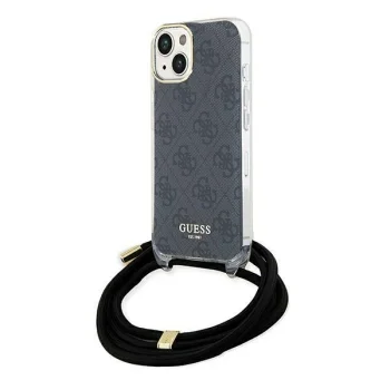 Guess iPhone 15 / 14 / 13 чехол Crossbody Cord 4G Print, черный