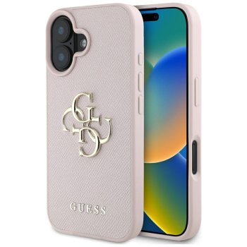 Guess Grained Big 4G Logo Small Classic Logo vāciņš iPhone 16, Rozā