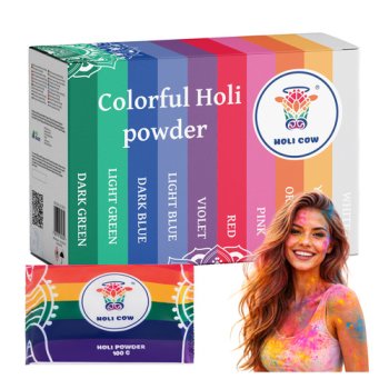 Holi Powder Festival Set 10x100g Holi Cow 27334, multicolor