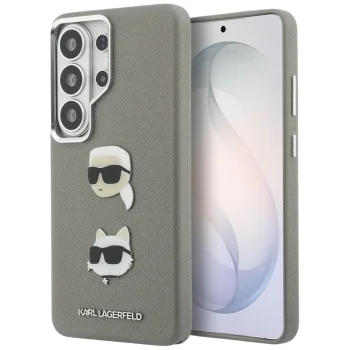 Karl Lagerfeld Saffiano Double Heads Metal vāciņš Samsung Galaxy S26 Ultra, sudraba