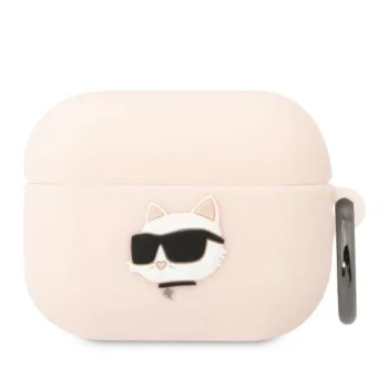 Karl Lagerfeld Silicone Choupette Head 3D AirPods Pro maciņš, Rozā