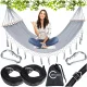 Dārza Mājas Vienvietīgs Šūpuļtīkls ar Koka Stieni un Stiprinājumu Komplektu, 200x100 cm | Garden Hammock with...
